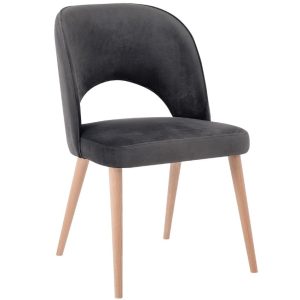 Nordic Design Tmavě šedá sametová jídelní židle Jolene  - Výška85 cm- Šířka 50 cm