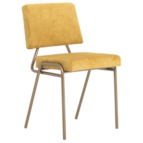Nordic Design Žlutá látková jídelní židle Jim  - Výška83 cm- Šířka 50 cm
