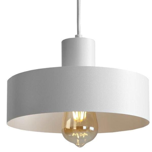 Nordic Design Bílé kovové závěsné světlo Mayen 25 cm  - Výška90 cm- Průměr stínidla 25 cm