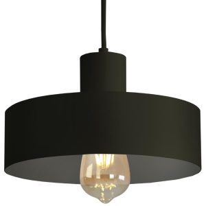 Nordic Design Černé kovové závěsné světlo Mayen 25 cm  - Výška90 cm- Průměr stínidla 35 cm