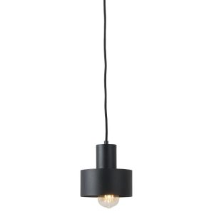 Nordic Design Černé kovové závěsné světlo Mayen 15 cm  - Výška90 cm- Průměr stínidla 15 cm