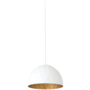 Nordic Design Bílo zlaté kovové závěsné světlo Leontine 35 cm  - Výška22 cm- Průměr 35 cm