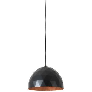 Nordic Design Černo měděné kovové závěsné světlo Leontine 35 cm  - Výška22 cm- Průměr 35 cm