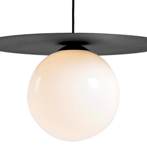 Nordic Design Černobílé skleněné závěsné světlo Lyon L  - Průměr50 cm- Průměr stínidla 25 cm