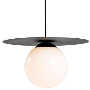 Nordic Design Černobílé skleněné závěsné světlo Lyon M  - Průměr40 cm- Průměr stínidla 20 cm