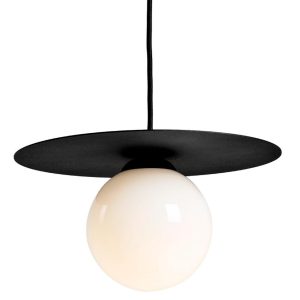 Nordic Design Černobílé skleněné závěsné světlo Lyon S  - Průměr30 cm- Průměr stínidla 14 cm