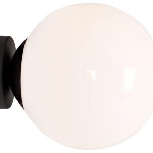 Nordic Design Bílé skleněné nástěnné světlo Manama S  - Hloubka19 cm- Průměr 14 cm