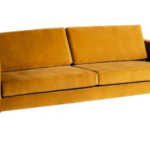 Nordic Design Žlutá sametová třímístná pohovka Vegas 212 cm  - Výška82 cm- Šířka 212 cm