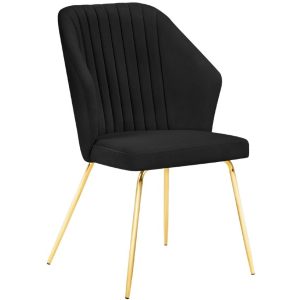 Černá sametová jídelní židle MICADONI COBRA  - Výška92 cm- Šířka 66 cm