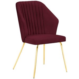 Červená sametová jídelní židle MICADONI COBRA  - Výška92 cm- Šířka 66 cm