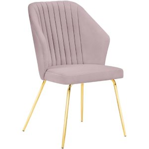 Růžová sametová jídelní židle MICADONI COBRA  - Výška92 cm- Šířka 66 cm