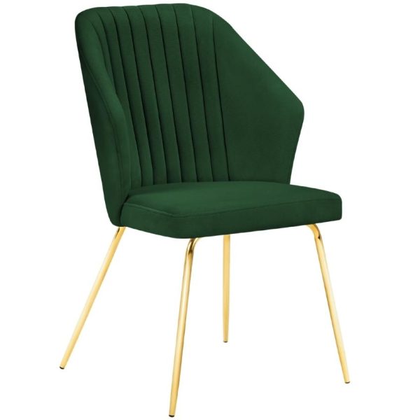 Tmavě zelená sametová jídelní židle MICADONI COBRA  - Výška92 cm- Šířka 66 cm