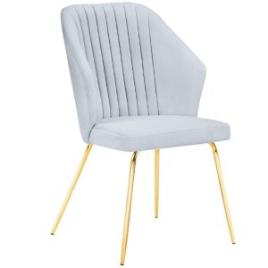 Světle šedá sametová jídelní židle MICADONI COBRA  - Výška92 cm- Šířka 66 cm