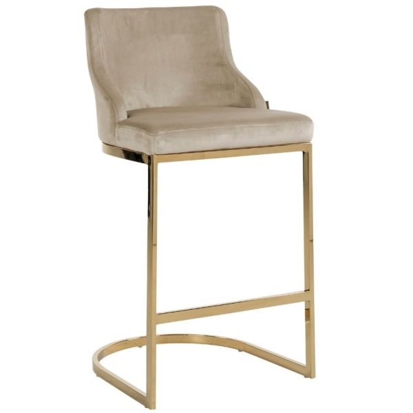 Béžová sametová barová židle Richmond Bolton 75 cm  - Výška103 cm- Šířka 48 cm