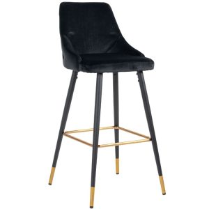 Černá sametová barová židle Richmond Imani 77 cm  - Výška109 cm- Šířka 50 cm