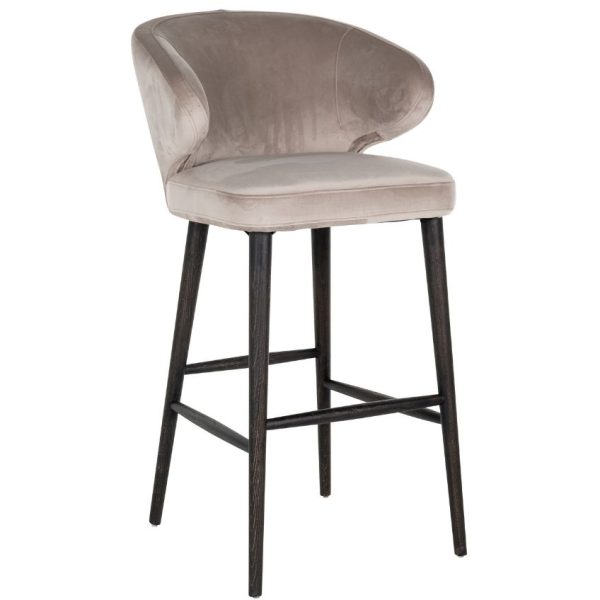 Béžová sametová barová židle Richmond Indigo 78 cm  - Výška106 cm- Šířka 50 cm