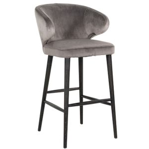 Šedá sametová barová židle Richmond Indigo 78 cm  - Výška106 cm- Šířka 50 cm