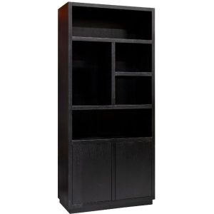 Černá dubová knihovna Richmond Oakura II. 220 x 100 cm  - Výška220 cm- Šířka 100 cm