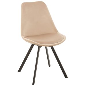 Béžová sametová jídelní židle J-line Helene  - Výška84 cm- Šířka 55 cm