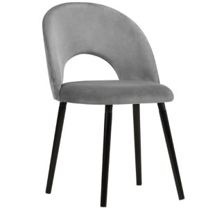 Šedá sametová jídelní židle MICADONI TANTI  - Výška82 cm- Šířka 51 cm