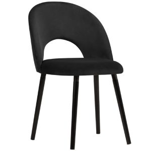 Černá sametová jídelní židle MICADONI TANTI  - Výška82 cm- Šířka 51 cm