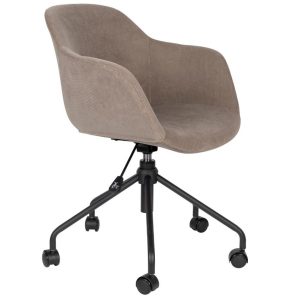 White Label Hnědo šedá manšestrová konferenční židle WLL JUNZO  - Výška79-85 cm- Šířka 56