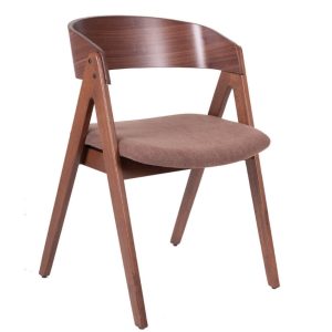 Ořechová dřevěná jídelní židle Somcasa Rina s hnědým sedákem  - Výška78 cm- Šířka 55 cm