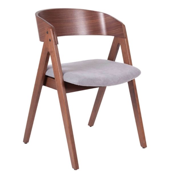 Ořechová dřevěná jídelní židle Somcasa Rina se šedým sedákem  - Výška78 cm- Šířka 55 cm
