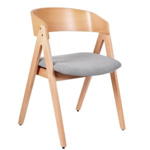 Přírodní dřevěná jídelní židle Somcasa Rina se šedým sedákem  - Výška78 cm- Šířka 55 cm