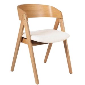 Přírodní dřevěná jídelní židle Somcasa Rina s béžovým sedákem  - Výška78 cm- Šířka 55 cm