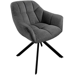 Moebel Living Antracitově šedá látková otočná jídelní židle Fran  - Šířka65 cm- Výška 83 cm