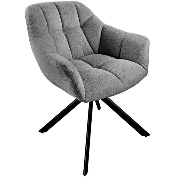 Moebel Living Tmavě šedá látková otočná jídelní židle Fran  - Šířka65 cm- Výška 83 cm