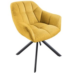 Moebel Living Hořčicově žlutá látková otočná jídelní židle Fran  - Šířka65 cm- Výška 83 cm