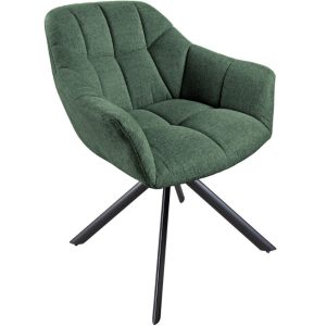 Moebel Living Tmavě zelená látková otočná jídelní židle Fran  - Šířka65 cm- Výška 83 cm