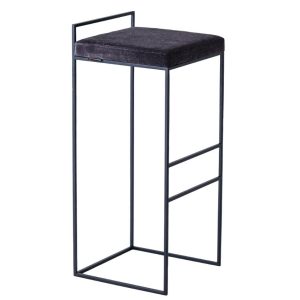 Nordic Design Černá kovová barová židle Daisy 77 cm s šedým sedákem  - Výška82 cm- Šířka 35 cm