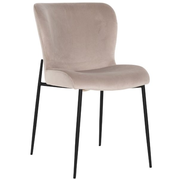 Béžová sametová jídelní židle Richmond Darby  - Výška85 cm- Šířka 49 cm