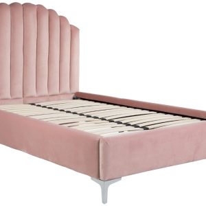 Růžová sametová postel Richmond Belmond 120 x 200 cm  - Výška38 cm- Šířka 136 cm