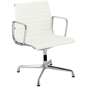 Office 360 Bílá kožená konferenční židle SPG 1081  - Výška75 cm- Šířka 58 cm