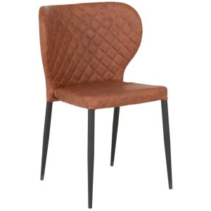 Nordic Living Hnědá koženková jídelní židle Piscatello  - Výška83 cm- Šířka 54 cm