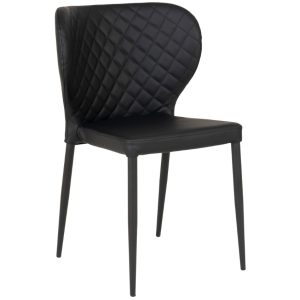 Nordic Living Černá koženková jídelní židle Piscatello  - Výška83 cm- Šířka 54 cm