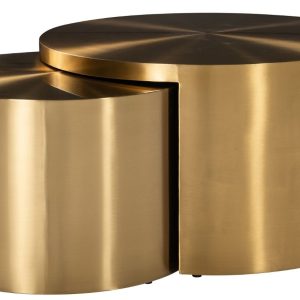 Set dvou zlatých kovových konferenčních stolků Richmond Big & Rich 60/80 cm  - Výška40