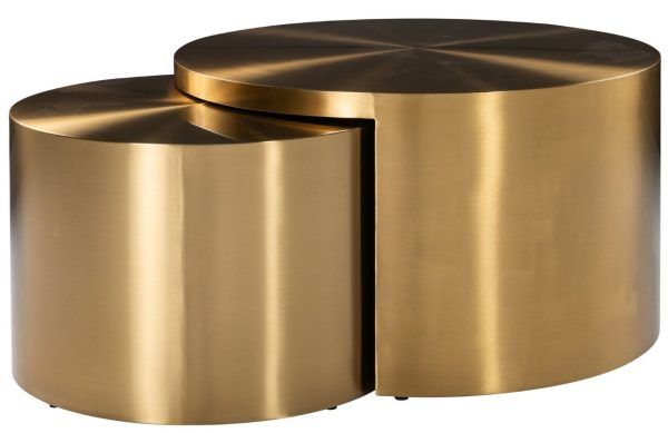 Set dvou zlatých kovových konferenčních stolků Richmond Big & Rich 60/80 cm  - Výška40