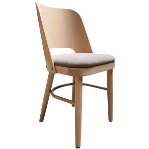 Comico Buková jídelní židle Jordan se šedým látkovým sedákem  - Výška84 cm- Šířka 44 cm