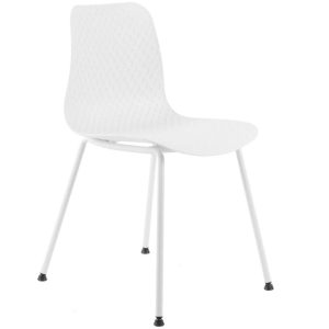 Bílá plastová jídelní židle Somcasa Megan  - Výška81 cm- Šířka 48 cm