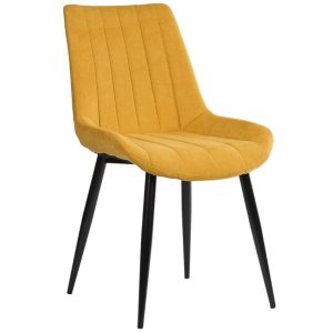 Žlutá látková jídelní židle Somcasa Mila  - Výška88 cm- Šířka 51 cm
