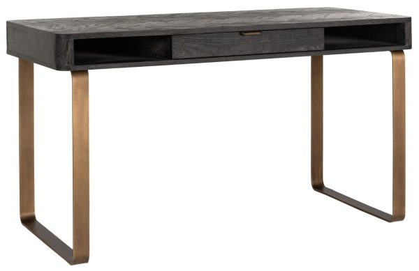 Černo mosazný dubový pracovní stůl Richmond Blackbone 140 x 60 cm  - Výška76