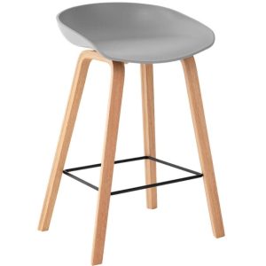Šedá plastová barová židle Somcasa Ruth s dřevěnou podnoží 74 cm  - Výška74 cm- Šířka 50 cm