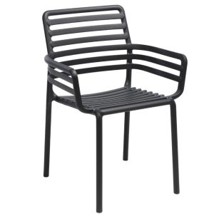 Antracitově šedá plastová zahradní židle Nardi Doga s područkami  - výška83