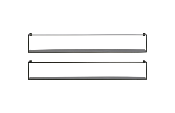 Hoorns Set dvou černých kovových polic Mirtl 100 cm  - Výška16 cm- Šířka 100 cm