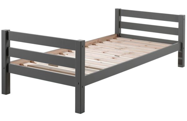 Šedá borovicová postel Vipack Pino 90 x 200 cm  - Výška63 cm- Šířka 209